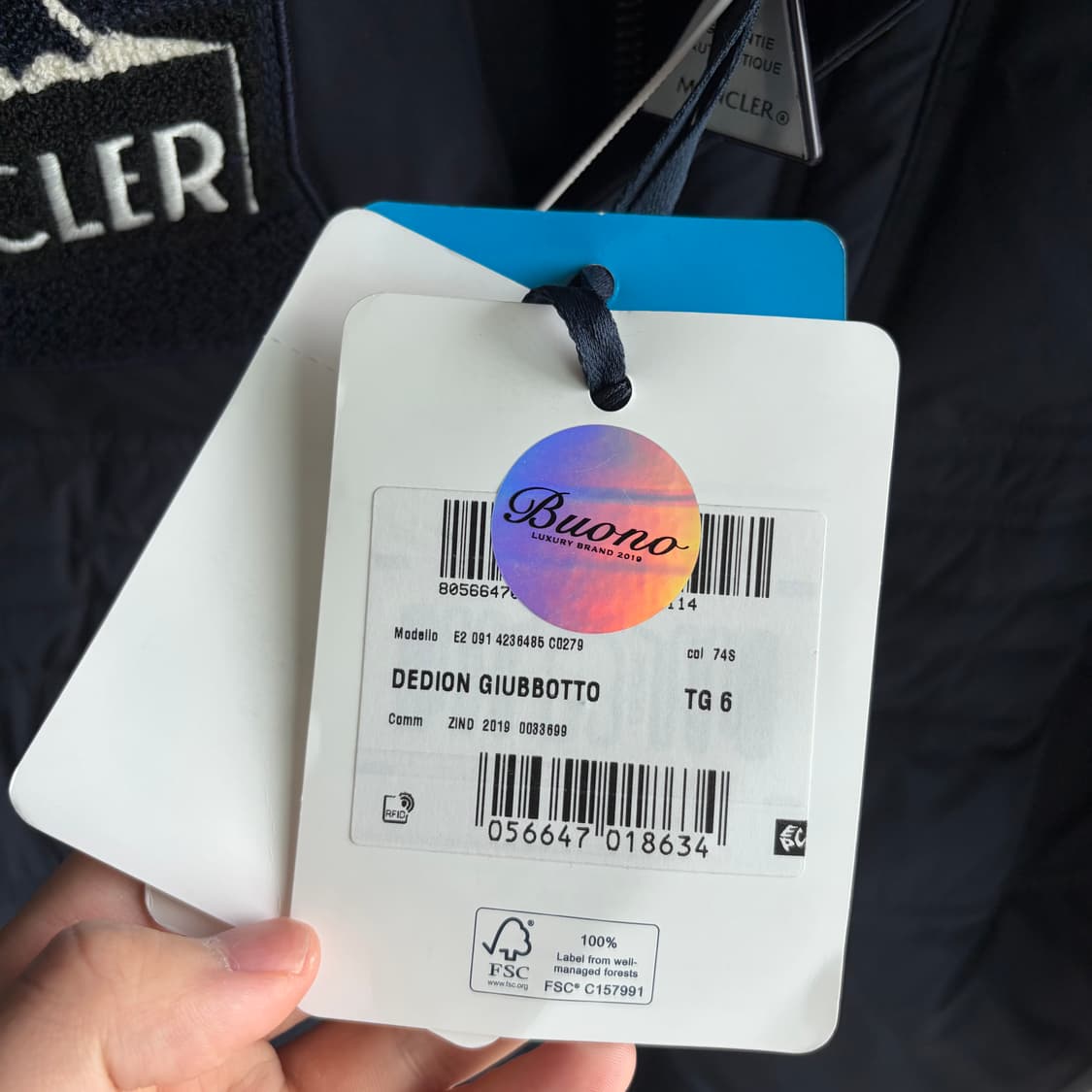 새상품[6]몽클레어 데디온 로고 패딩 네이비 상품이미지4