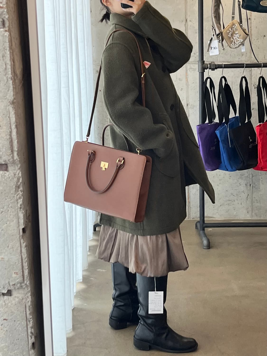 (더스트백)90s COURREGES 꾸레쥬 브리프케이스 라지 브라운 상품이미지2