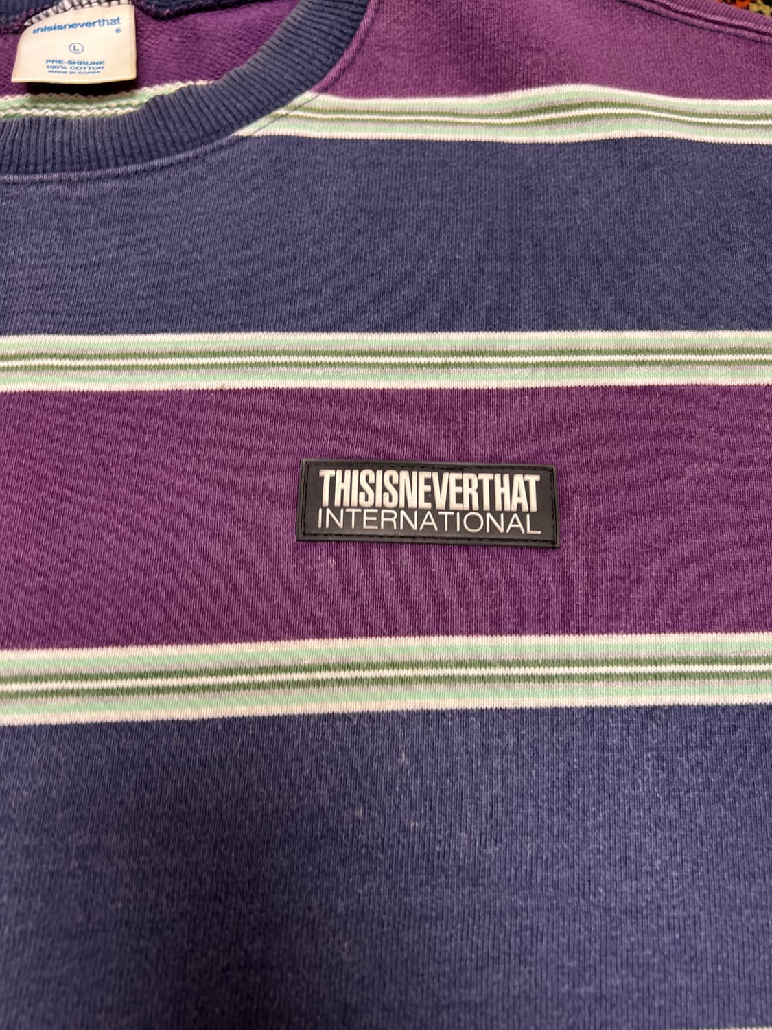 [L] 디스이즈네버댓 인터네셔널 스트라이프 블루퍼플 맨투맨 상품이미지2