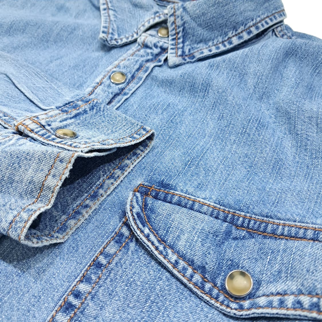 CL621 L 리바이스 00s 코튼 웨스턴 스냅 워크 데님셔츠 남방 상품이미지4