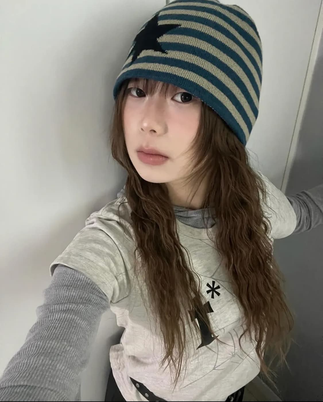 탄산마그네슘 자카드 스트라이프 비니 블루 상품이미지2