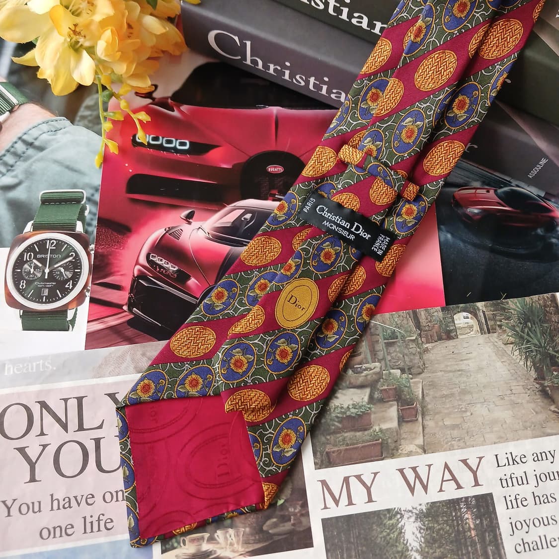 디올 실크 레드 빈티지 오너먼트 넥타이 9.8cm A등급 A19082
 상품이미지3