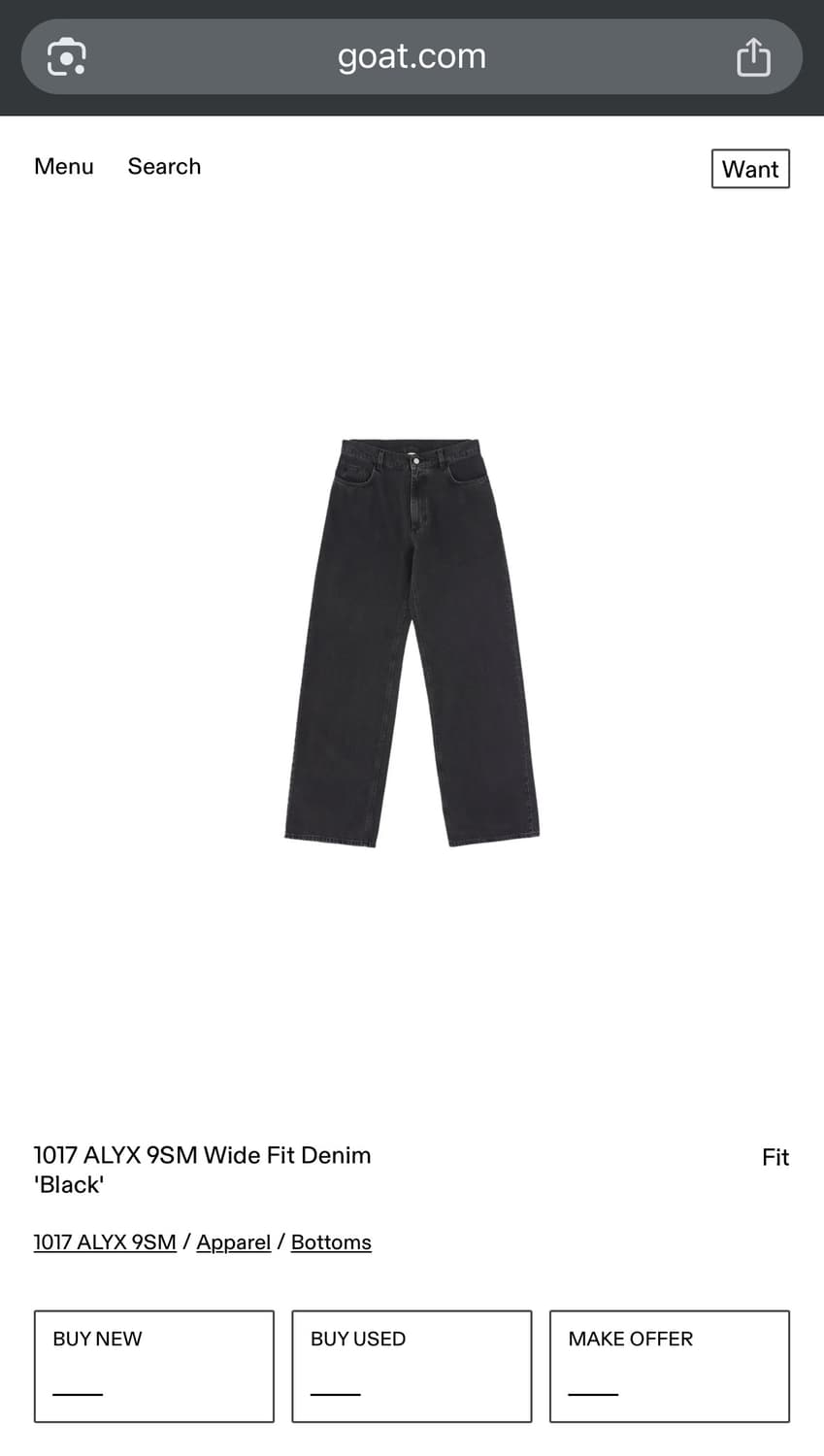 1017 ALYX 9SM Wide Jeans Washed Black 상품이미지3
