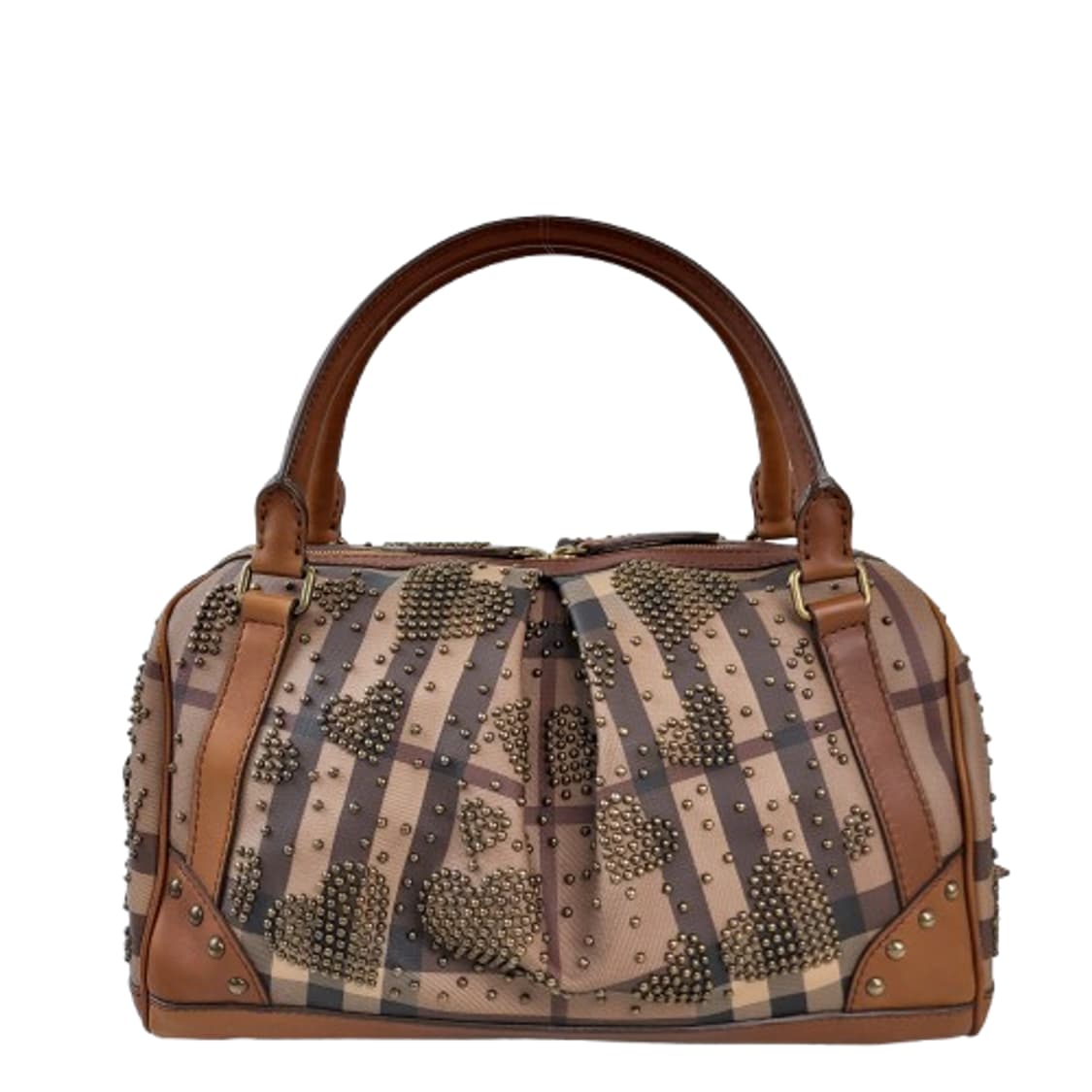 정품 버버리 스모키브라운 노바체크 하트 스터드 토트백 상품이미지1