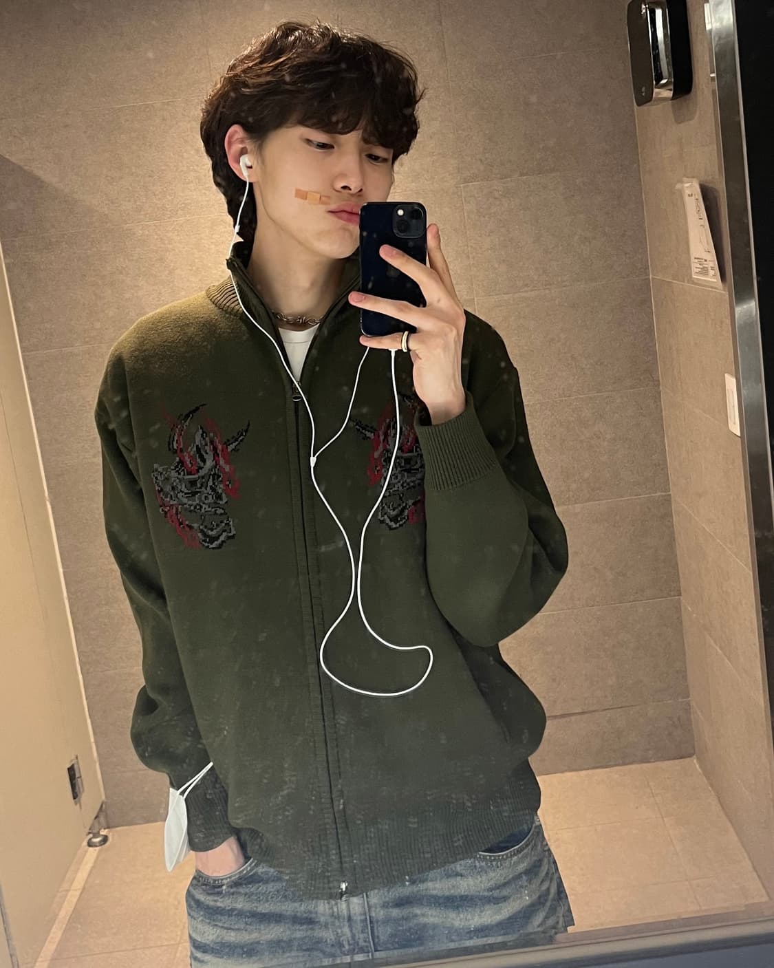 낫포너드 데빌 니트집업 카키 Devil Knit Zip up [L] 상품이미지2