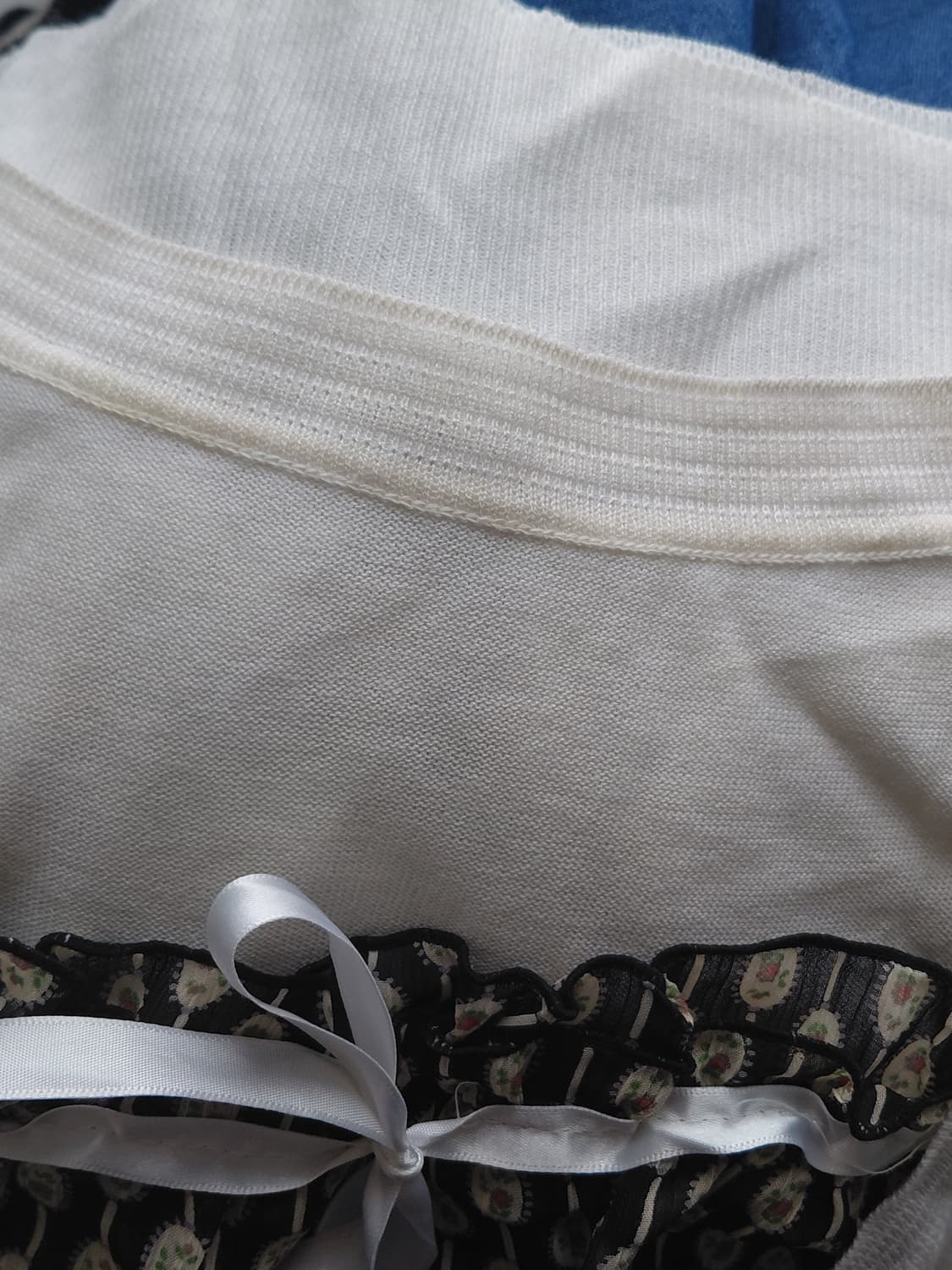 [빈티지] 화이트 레이어드 블라우스 리본 퍼프소매 상품이미지4