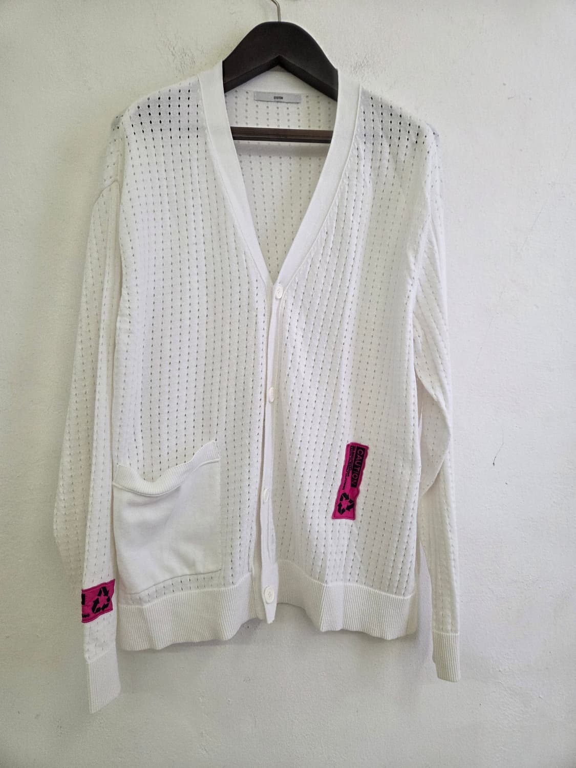 시스템 화이트 메쉬 브이넥 가디건 100 상품이미지1