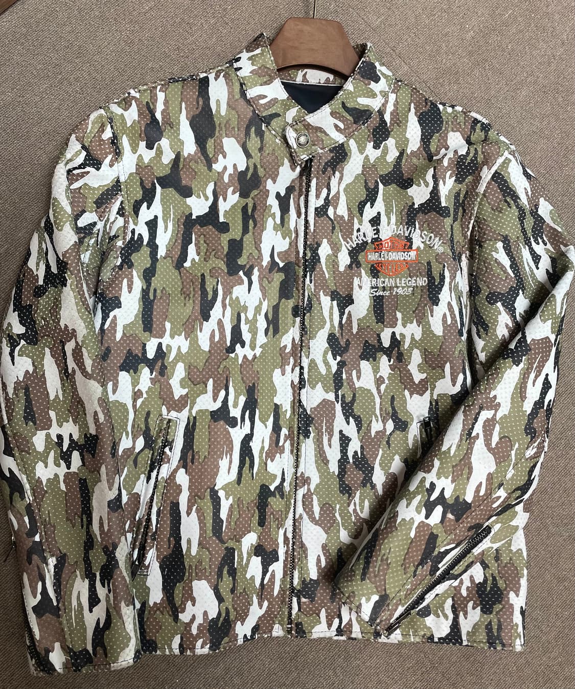 (105) 할리 커스텀 카모 소가죽 리얼레더 라이더자켓 상품이미지5