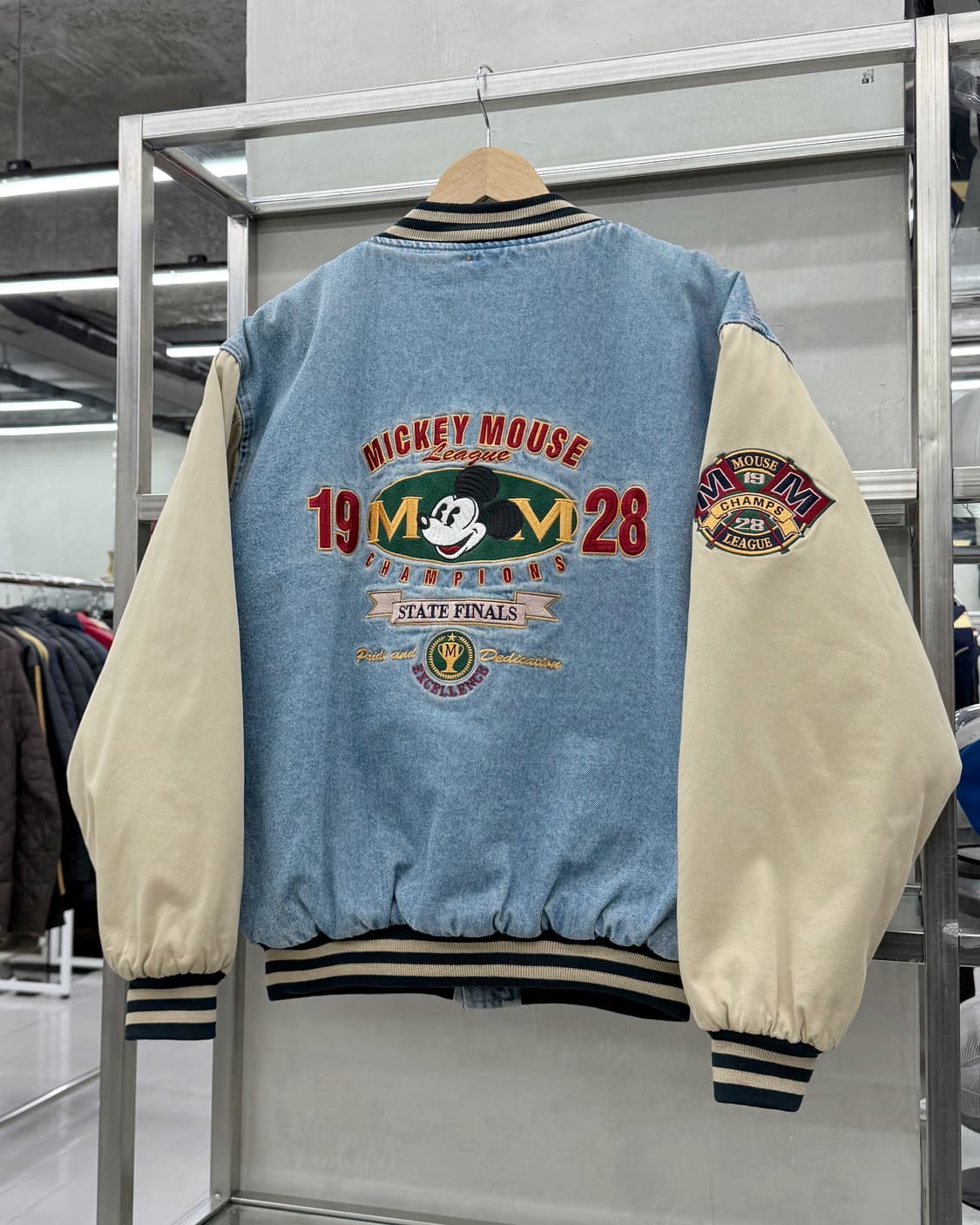 디즈니 00s 미키마우스 백로고 데님 바시티 자켓 상품이미지2
