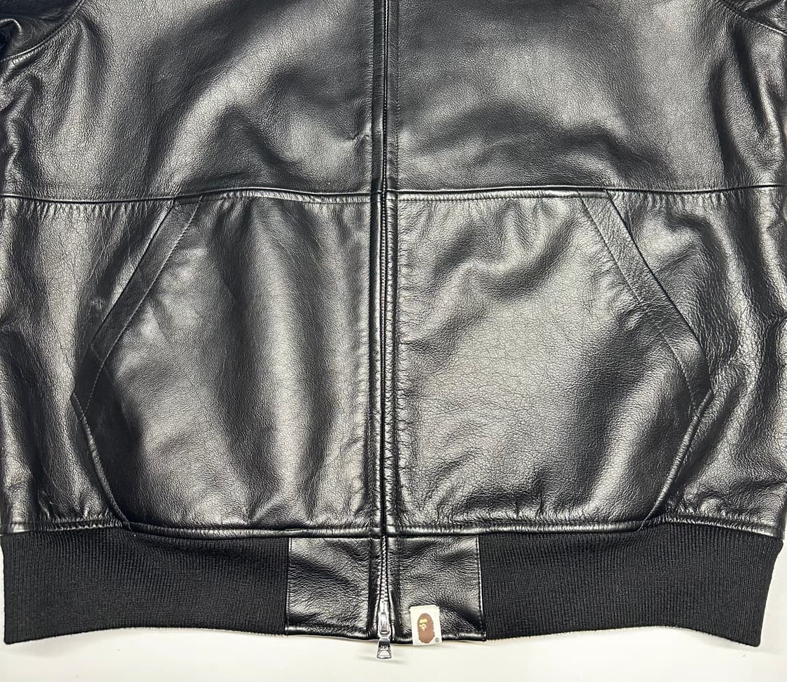 베이프 샤크 레더 블랙 후드 자켓 상품이미지5