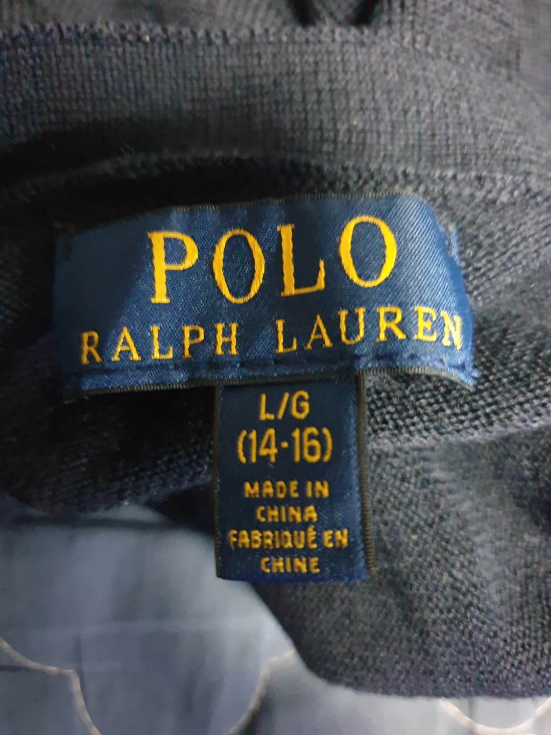 폴로랄프로렌 키즈&딱붙핏 브이넥 울100% 포켓 가디건 네이비 (XS) 상품이미지4