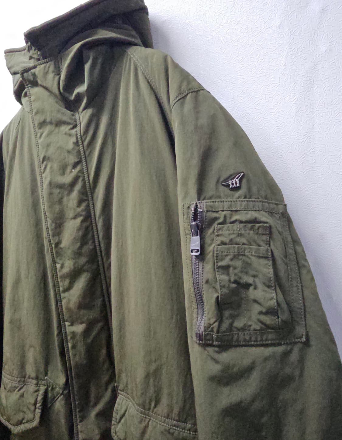 헤리코튼  카키색 후드 야상 패딩 점퍼 95 상품이미지1