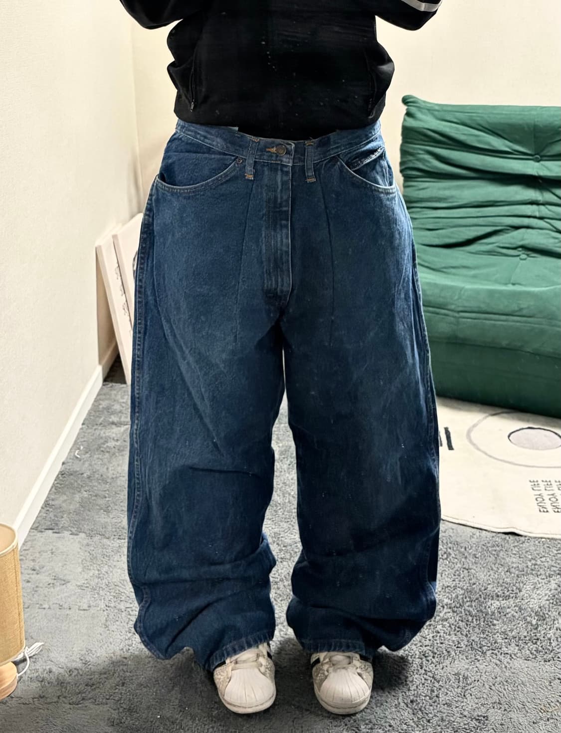 90s DICKIES 데님 핀턱 와이드팬츠 상품이미지2