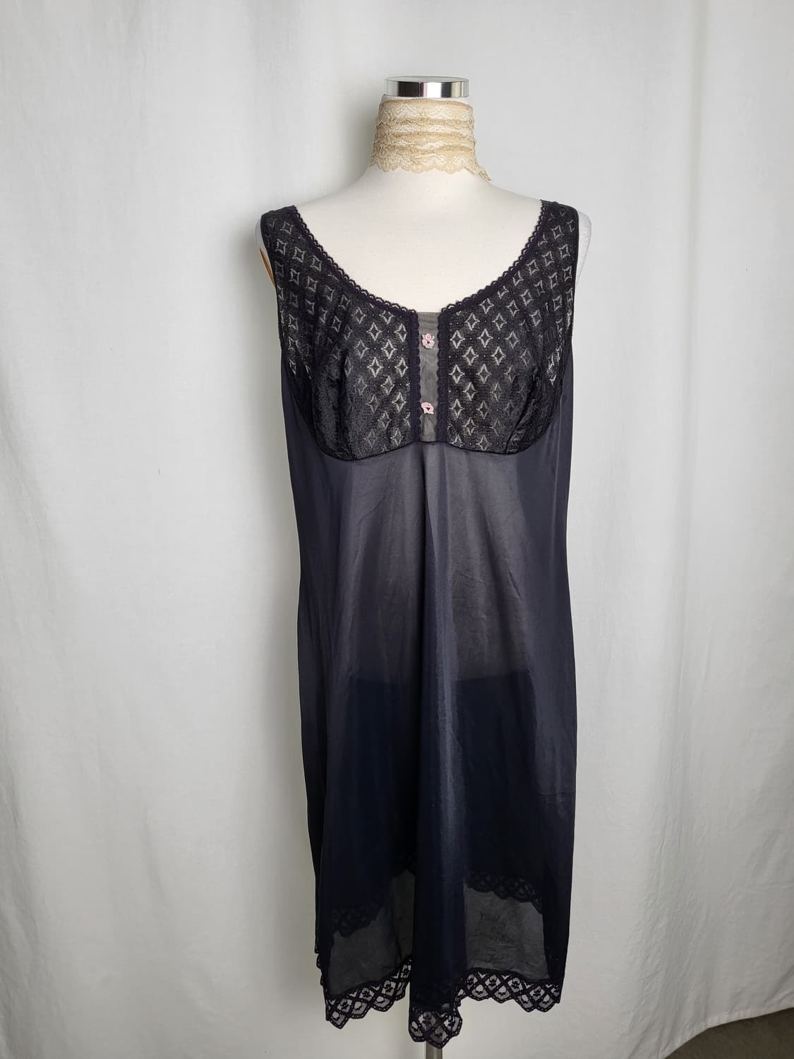 빈티지 블랙 플로럴 슬립 원피스 상품이미지2