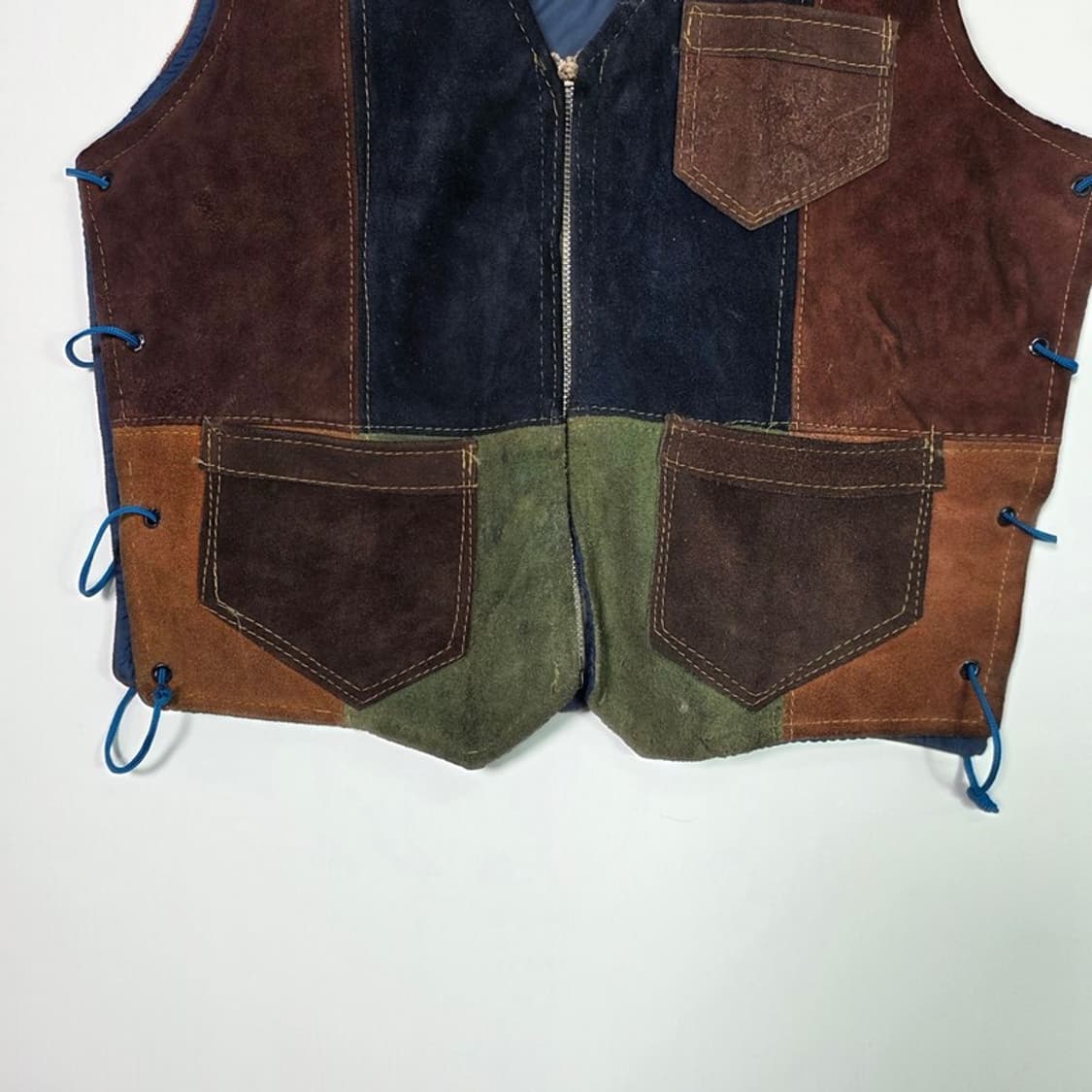 유니크 패치워크 스웨이드 레더 베스트 상품이미지4