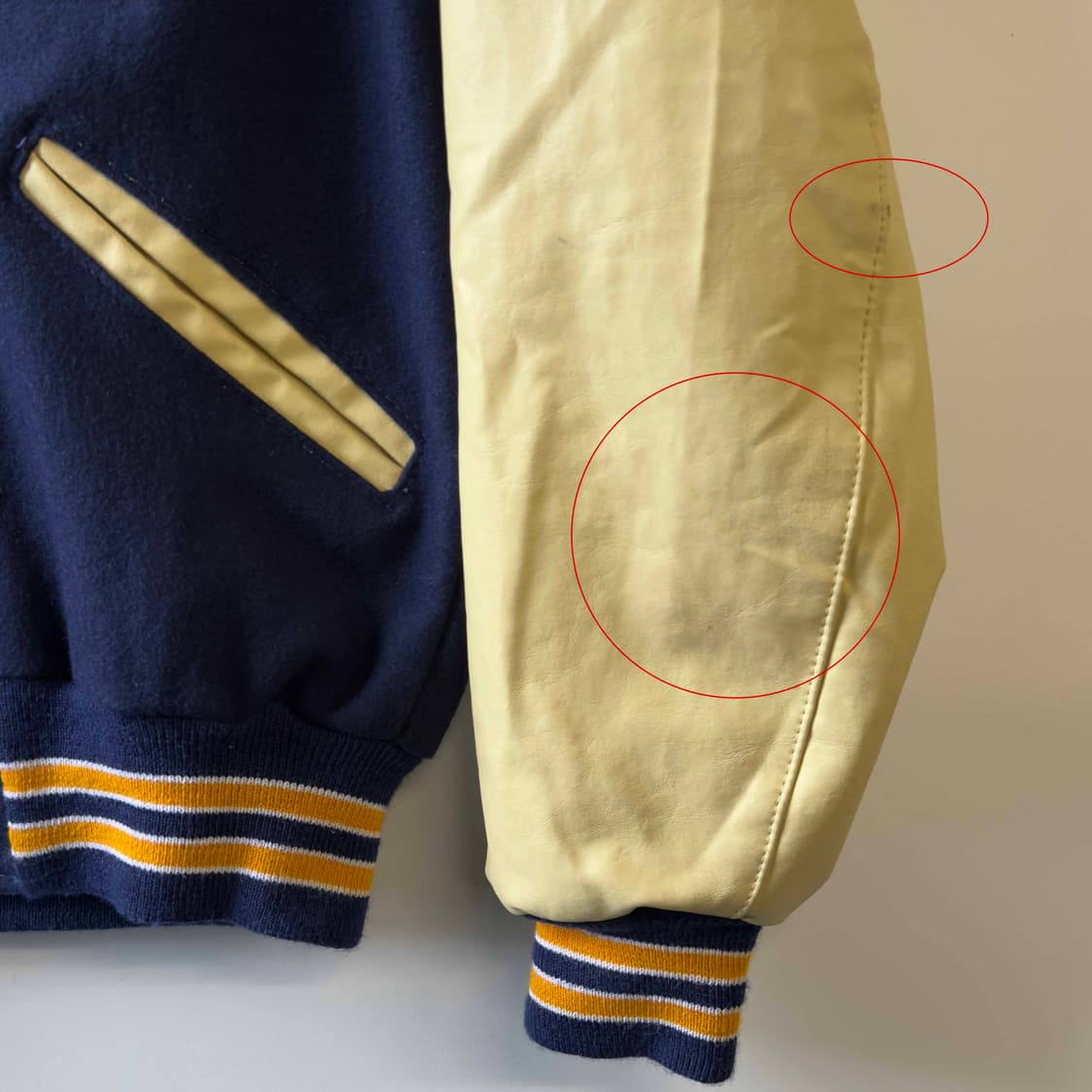 90s DeLong 드롱 레더 바시티 자켓 USA 상품이미지3