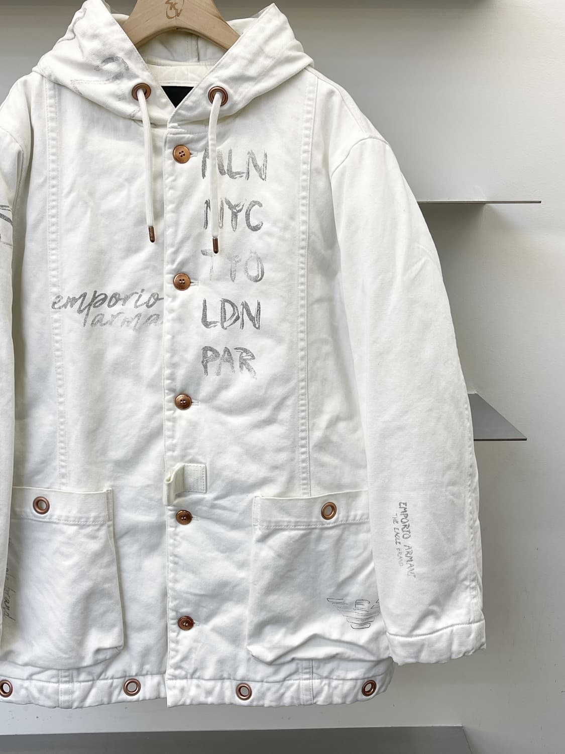 엠포리오 아르마니 U.S.N 밀리터리 레터링 후드 파카 상품이미지4