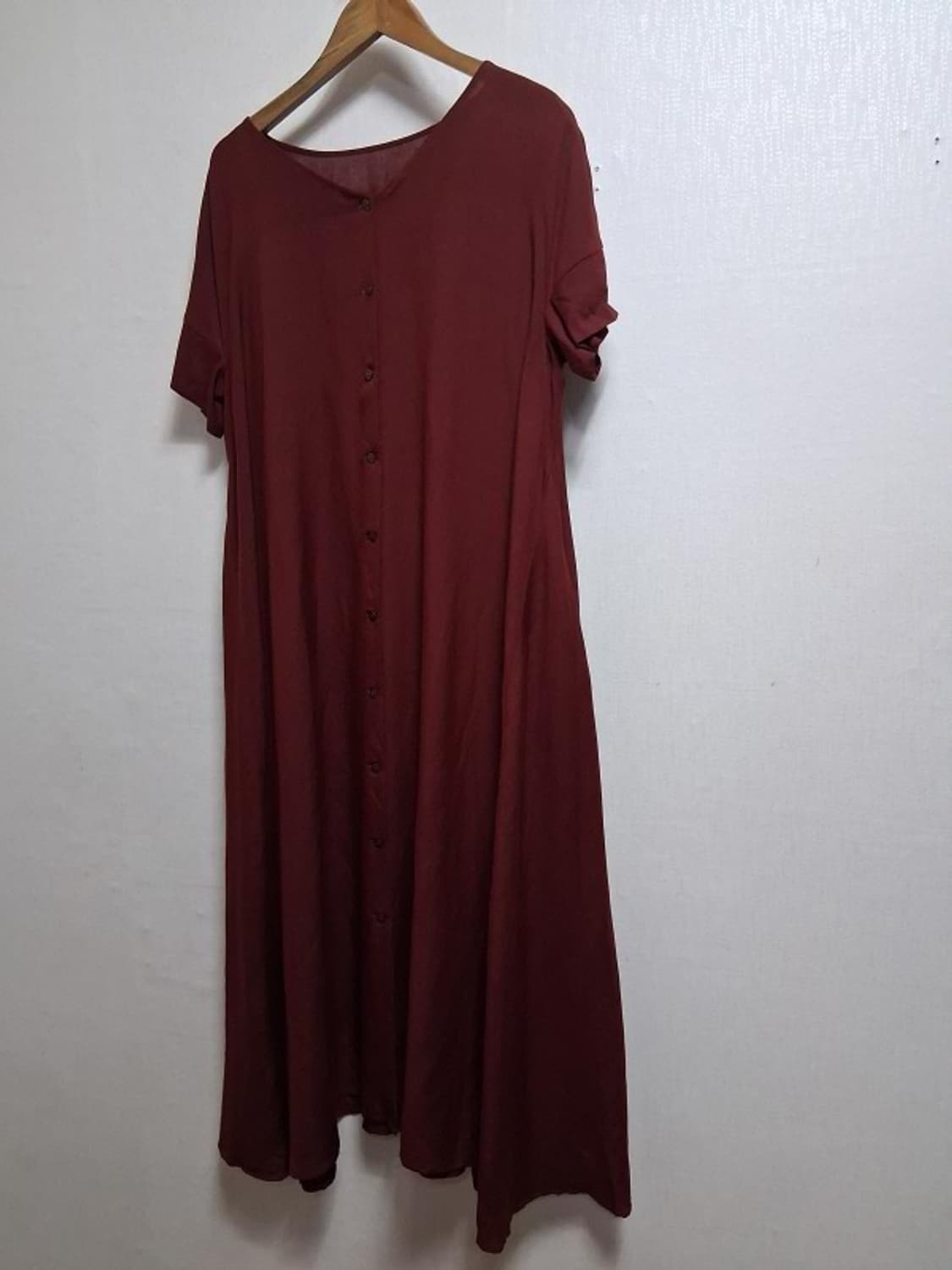 일본수입 DAMA버건디 여리핏 브이넥 버튼 롱원피스 루즈핏 체형커버88
 상품이미지1