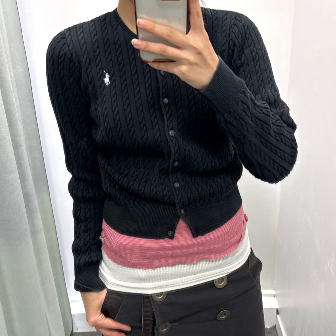 폴로 블랙 꽈베기 니트 가디건 상품이미지1