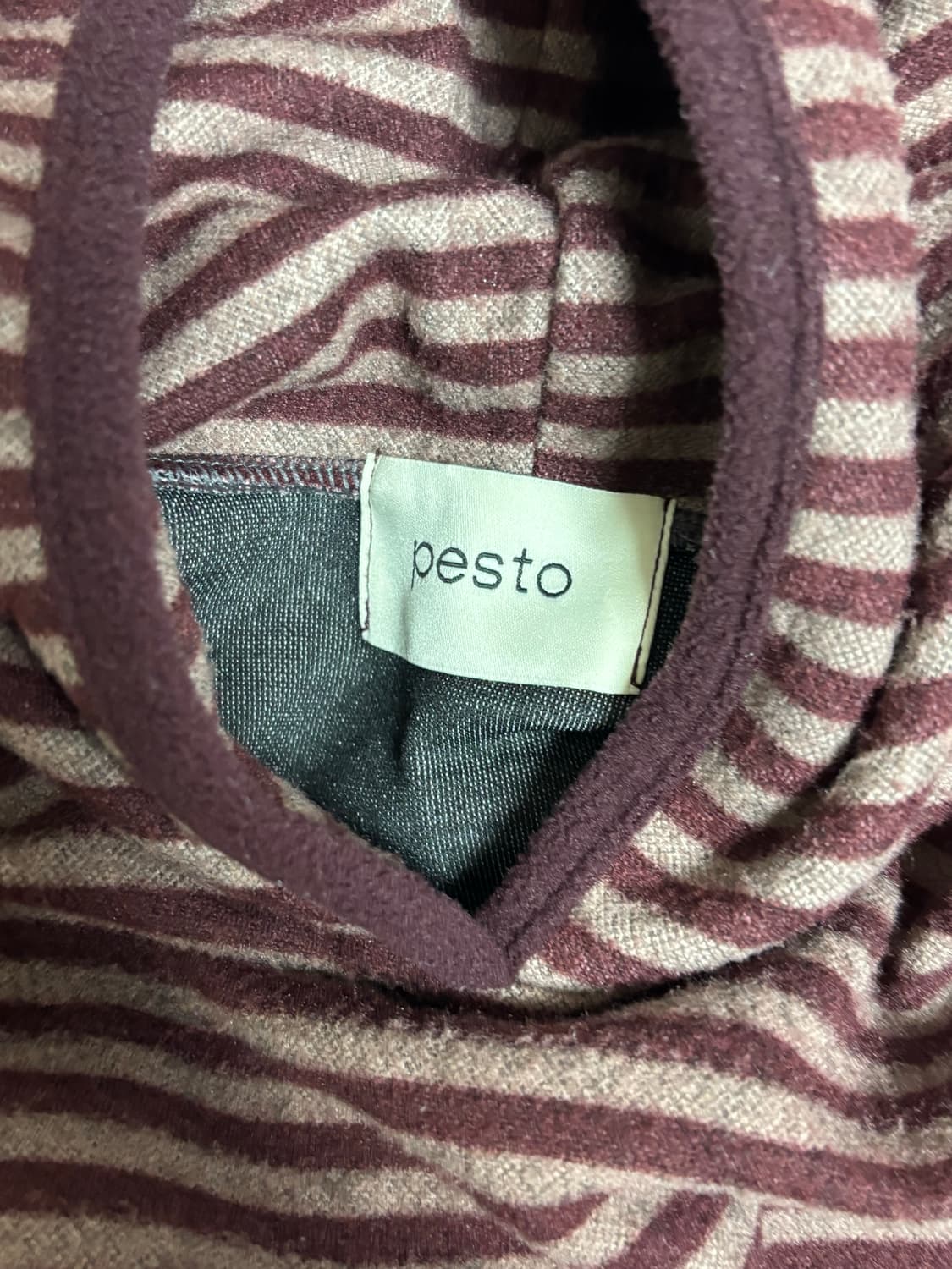 페스토 윈터 스트라이프 후디드 탑 와인 상품이미지3