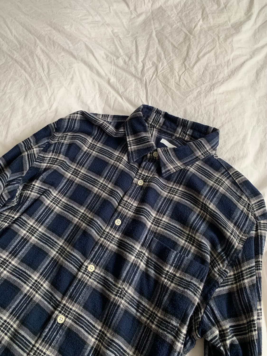네이비 체크 셔츠 상품이미지3