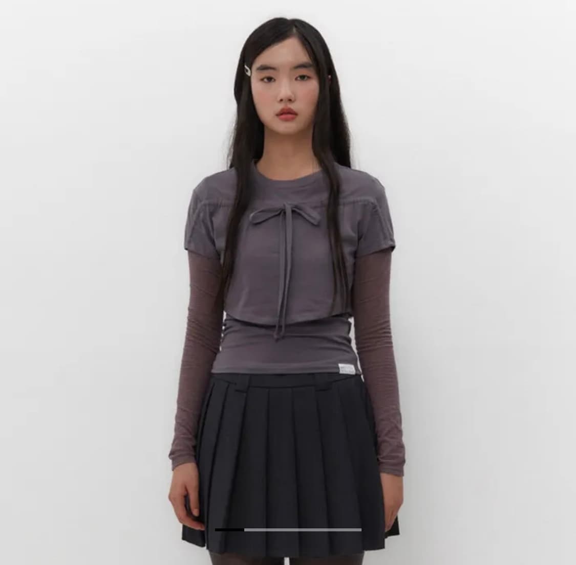뚜오미오 STRIPE LAYERED STRAPPY TOP 그레이 상품이미지1