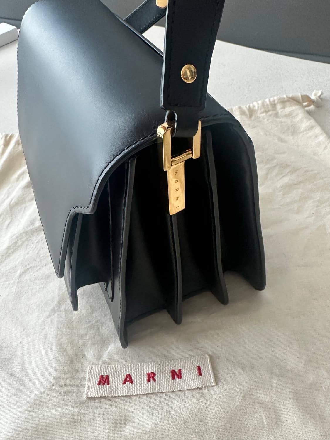 마르니 트렁크백 미디움 블랙 카프 스킨 상품이미지3