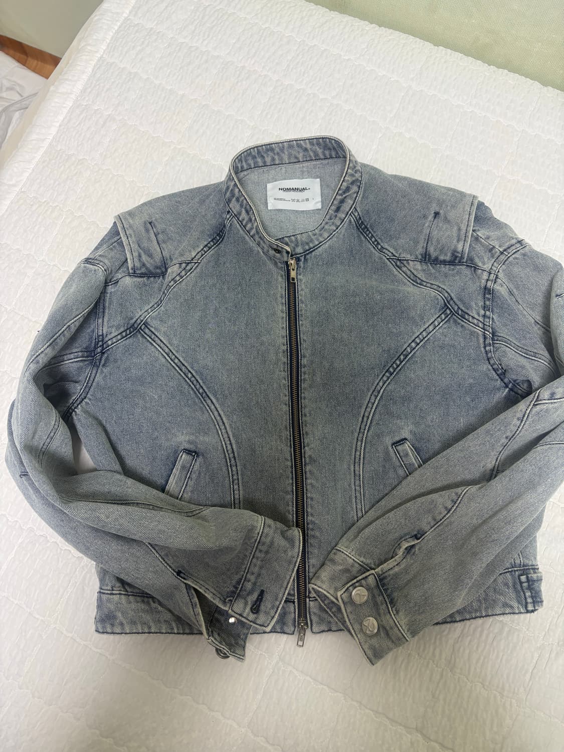 노메뉴얼 데님 라이더 크롭 자켓 상품이미지1
