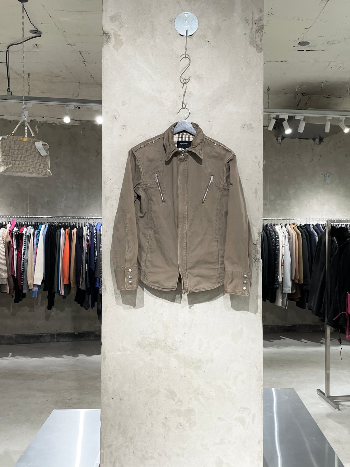 버버리 블랙라벨 90’s 라이트 브라운 히든 집 자켓 상품이미지1