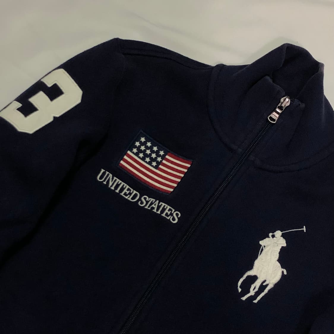 폴로 랄프로렌 빅포니 USA 성조기 네이비 코튼 집업 상품이미지1