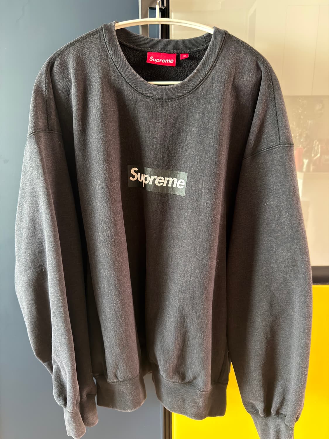 25ss 슈프림 워시드 박스로고 크루넥 블랙 xl 상품이미지2