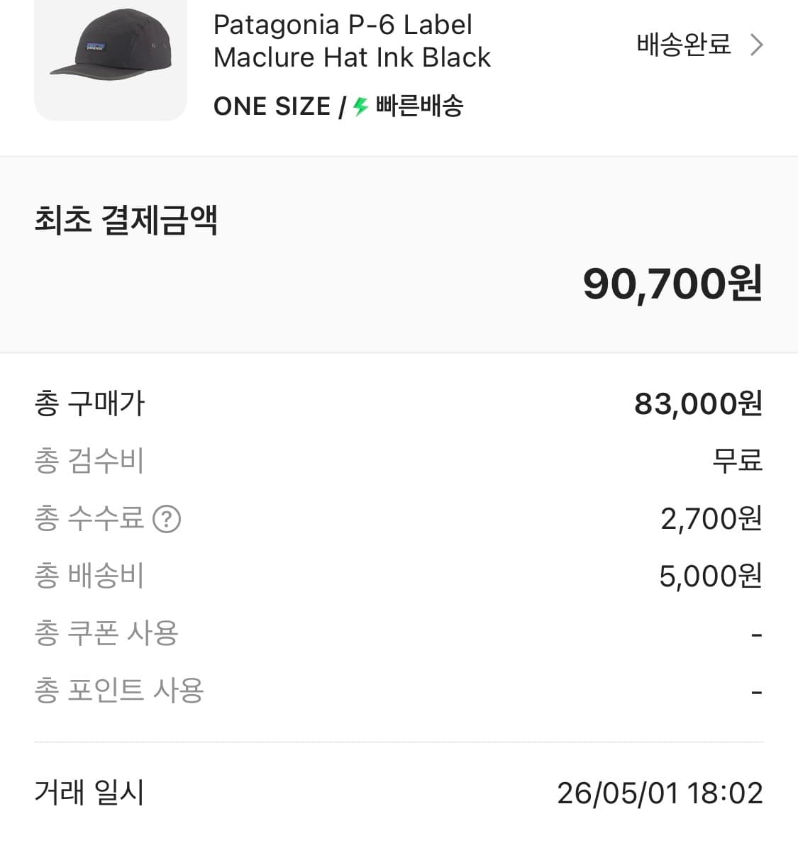 파타고니아 P-6 라벨 매클루어 햇 잉크 블랙 상품이미지2
