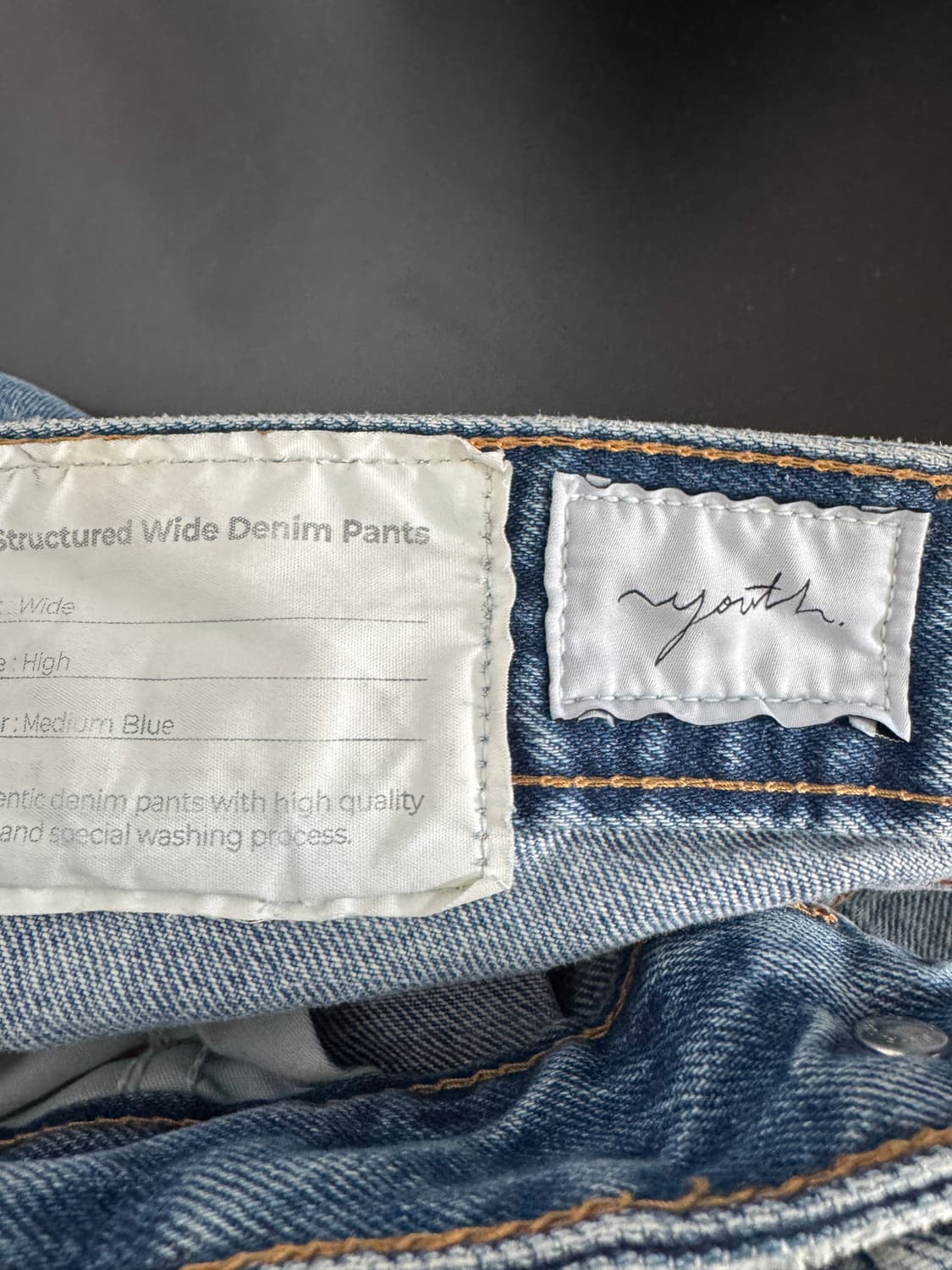 정품!! 유스 Youth 21시즌 와이드 데님팬츠 31.4인치 상품이미지3