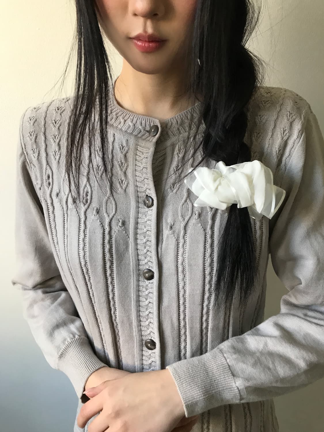 Vintage embroidery punching cardigan 상품이미지2