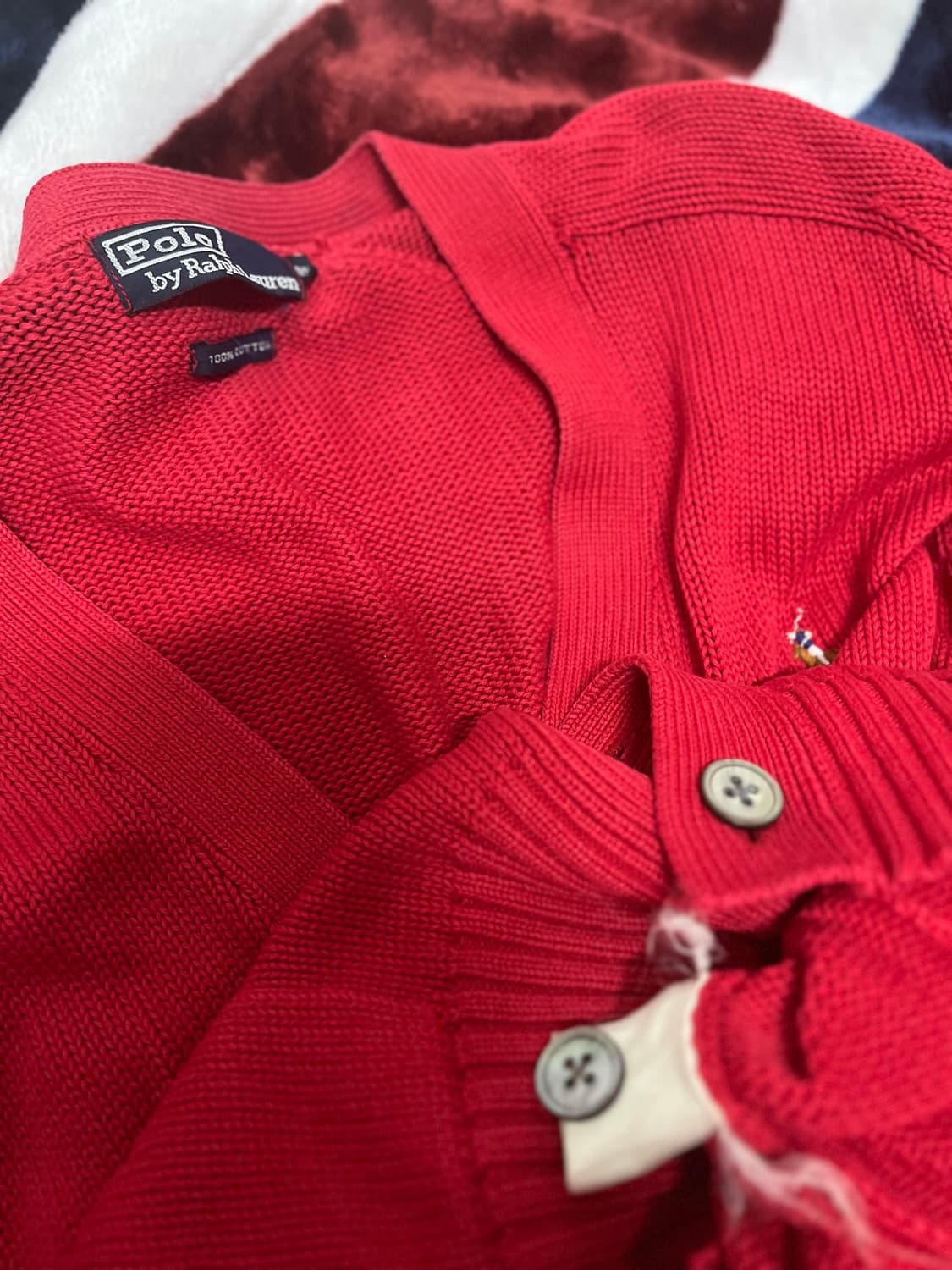 폴로 랄프로렌 레드 면 가디건 105~110 상품이미지4
