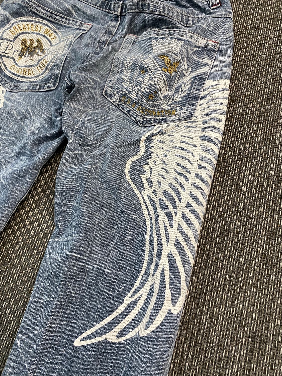 Y2K Back Wings Print Crack Pants 상품이미지7
