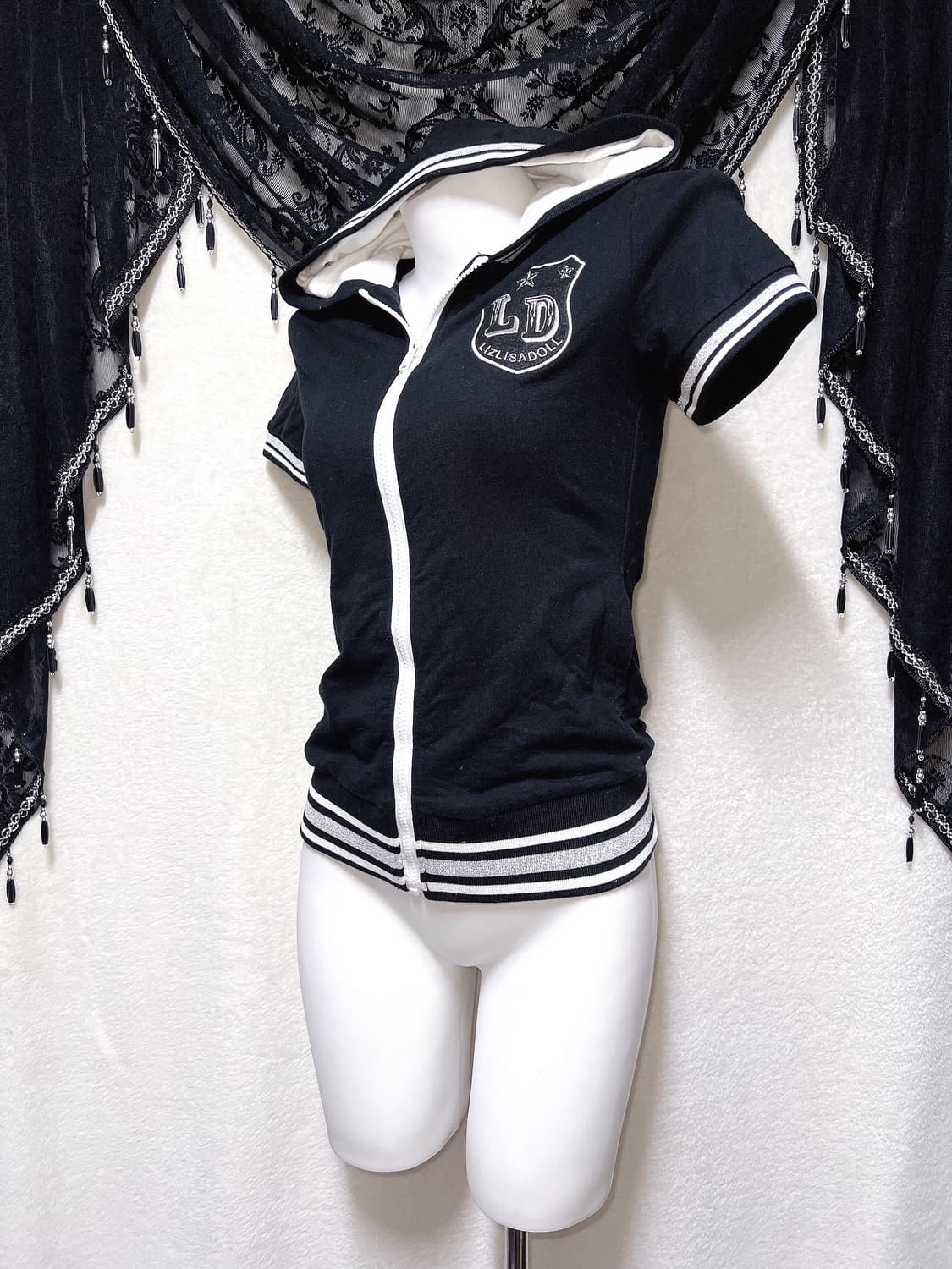 리즈리사돌 y2k 와투케 펑크 갸루 키치 반팔 후드집업 헤이세이 핀터 상품이미지7