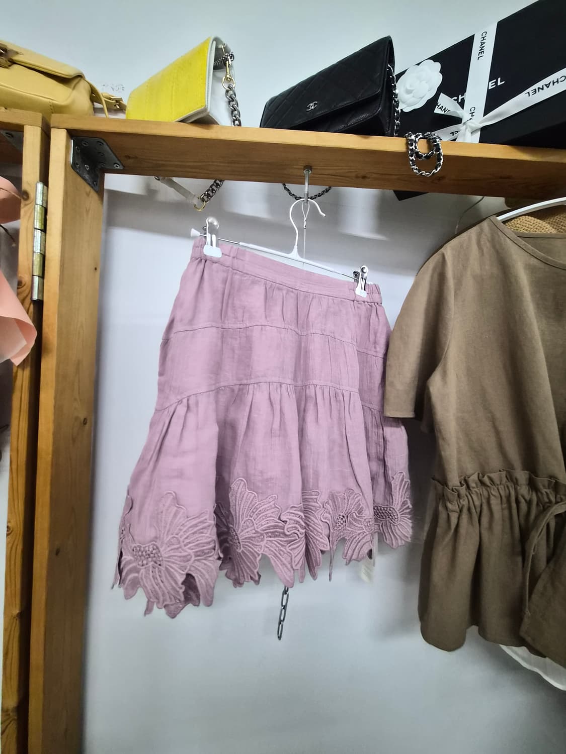 면린넨 플리츠 펨플럼 반팔 snidel 레이스 린넨 치마반바지 상품이미지8