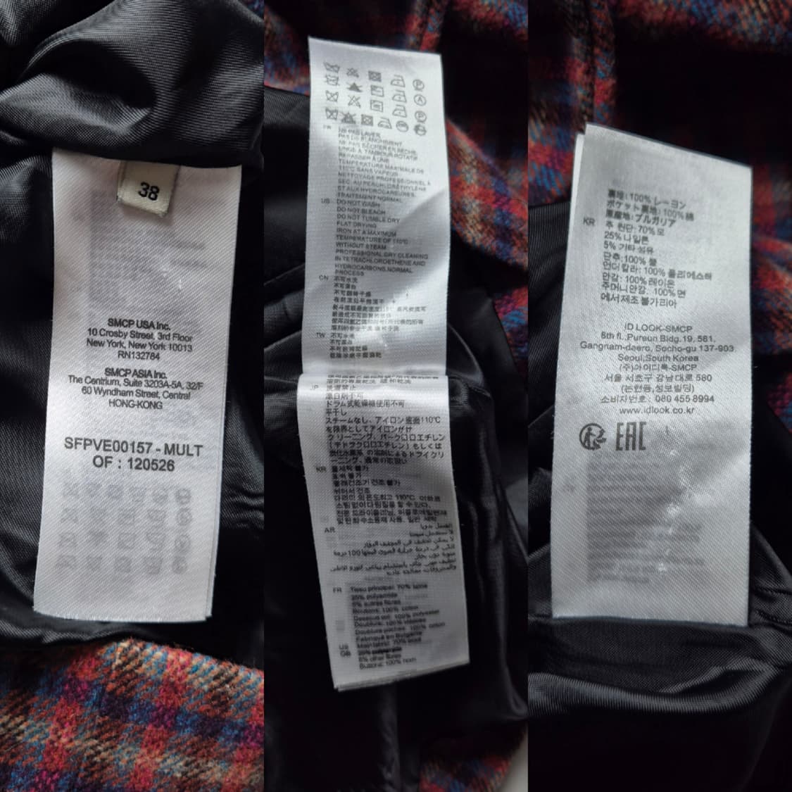 [M] 산드로 더블 브레스트 체크 블레이저 자켓 상품이미지8