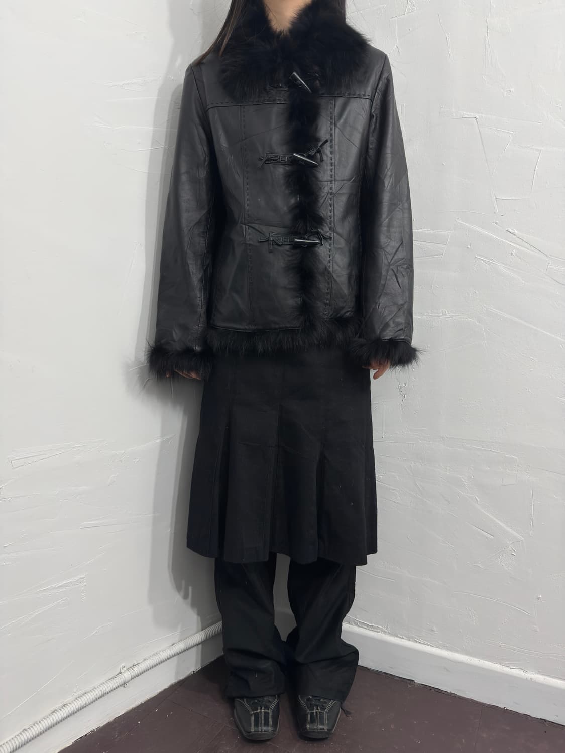 lila fur detail leather jacket 상품이미지2