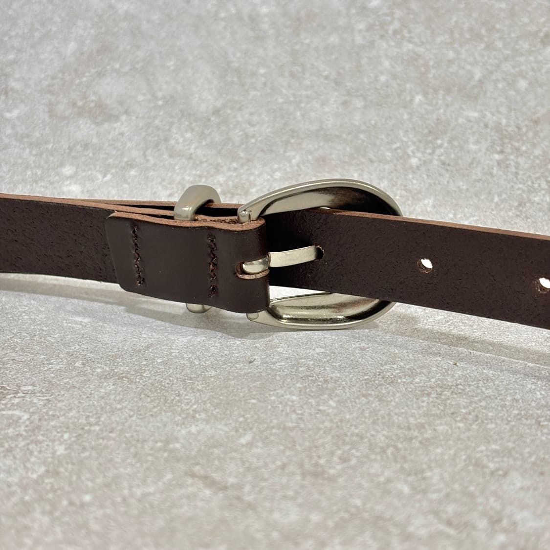 Oribell 라운드 볼드 버클 이탈리아 소가죽 웨스턴 벨트 브라운 상품이미지9