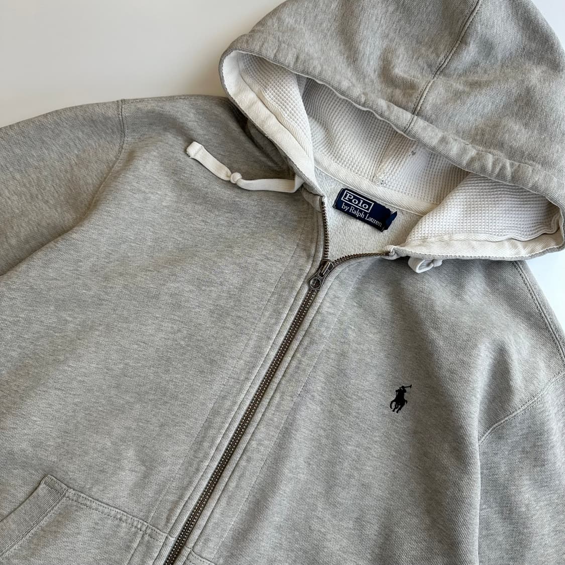 폴로 랄프로렘 00‘s 멜란지 그레이 써멀 후드집업 상품이미지3