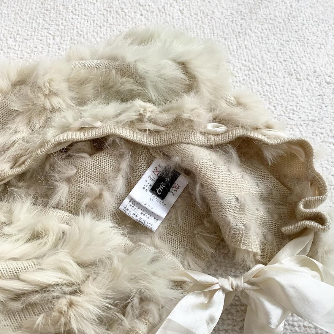 라떼맛 리얼래빗퍼 리본 볼레로 가디건 상품이미지2