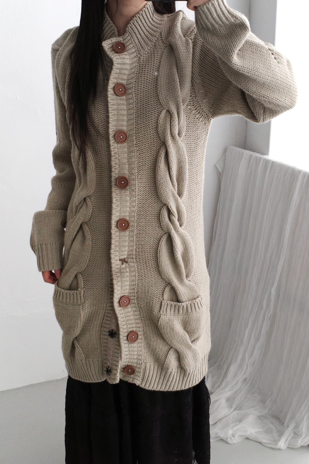 cable knit long cardigun 상품이미지5