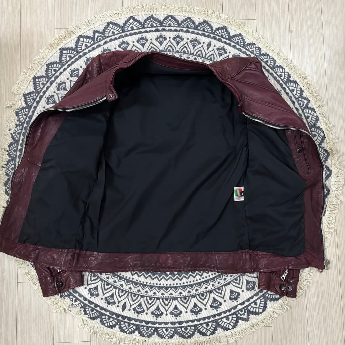 슬림 크로스 베지터블 램스킨 자켓 버건디 상품이미지3