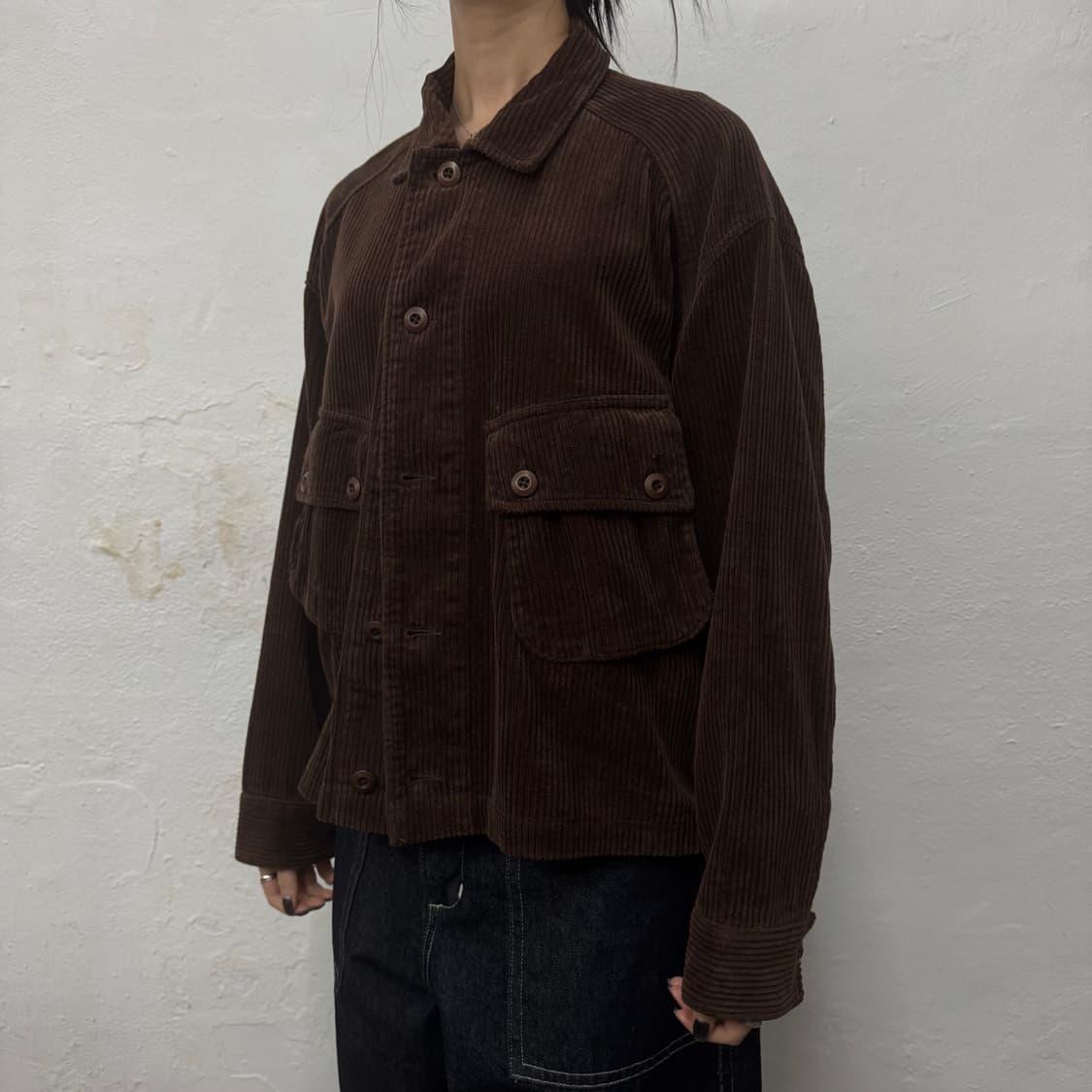프릭스스토어 브라운컬러 코듀로이 버클 스트랩 쇼트 트러커 자켓 상품이미지1