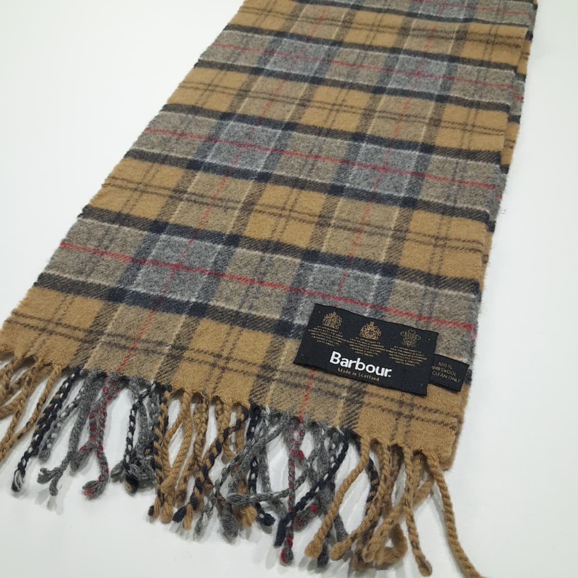 MX651 바버 90s 스코틀랜드판 램스울 타탄 카멜 머플러 목도리 상품이미지4