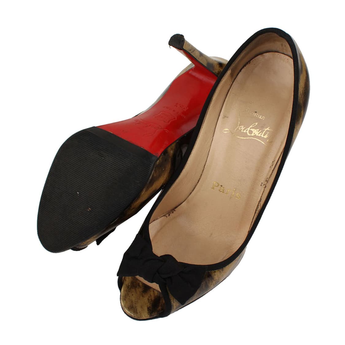 크리스찬루부탱 레오파드 블랙 리본 오픈토 펌프스 36 1/2 상품이미지3