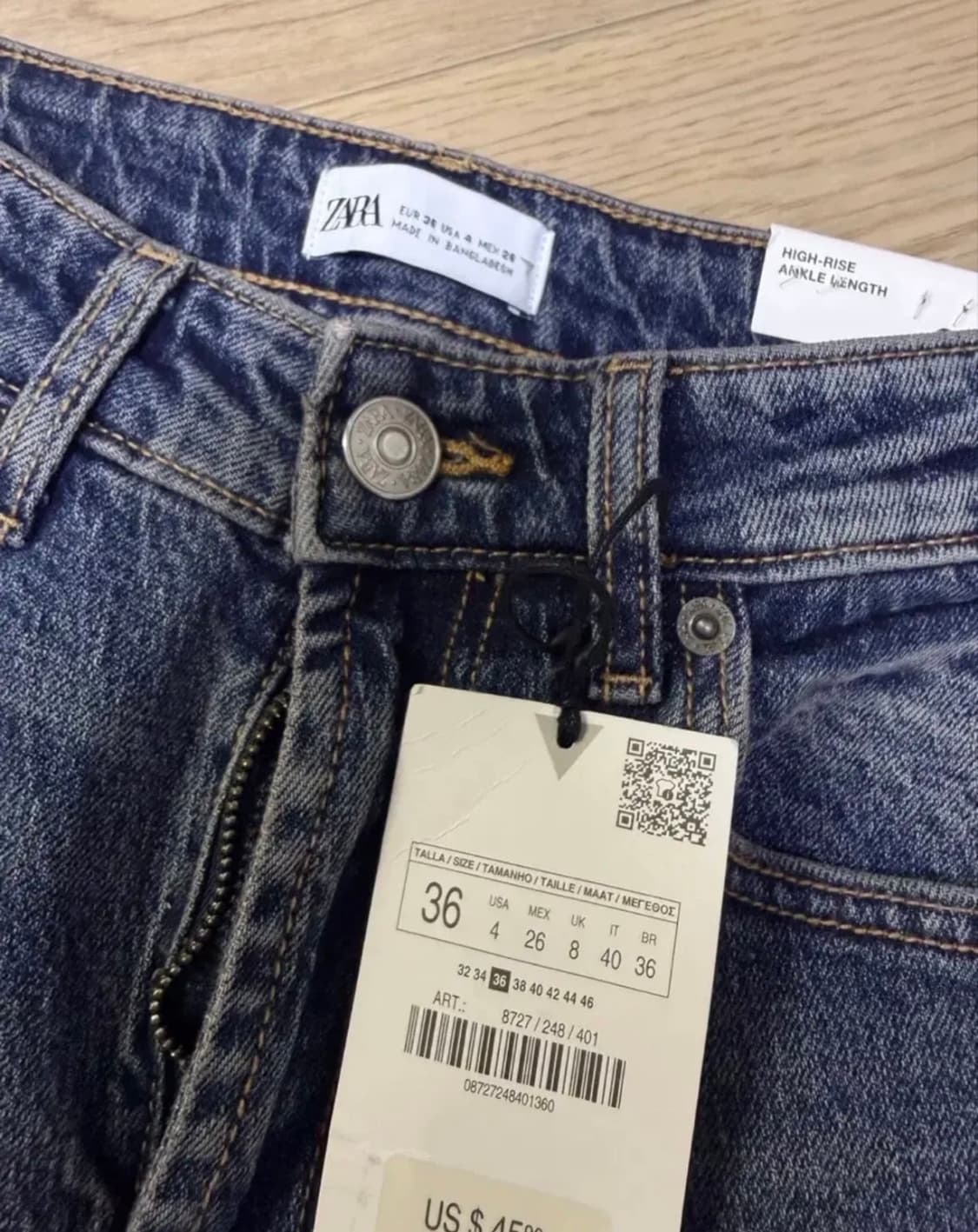 자라 하이웨스트 앵클 데님 청바지 (새상품 택 O/36사이즈) 상품이미지5