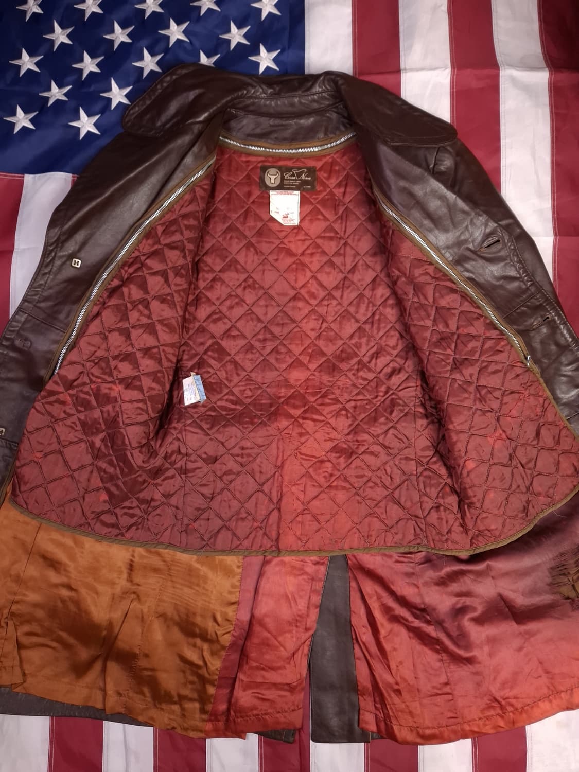 70's 오리지날 캐나다제조 리얼레더 트렌치코트 상품이미지7